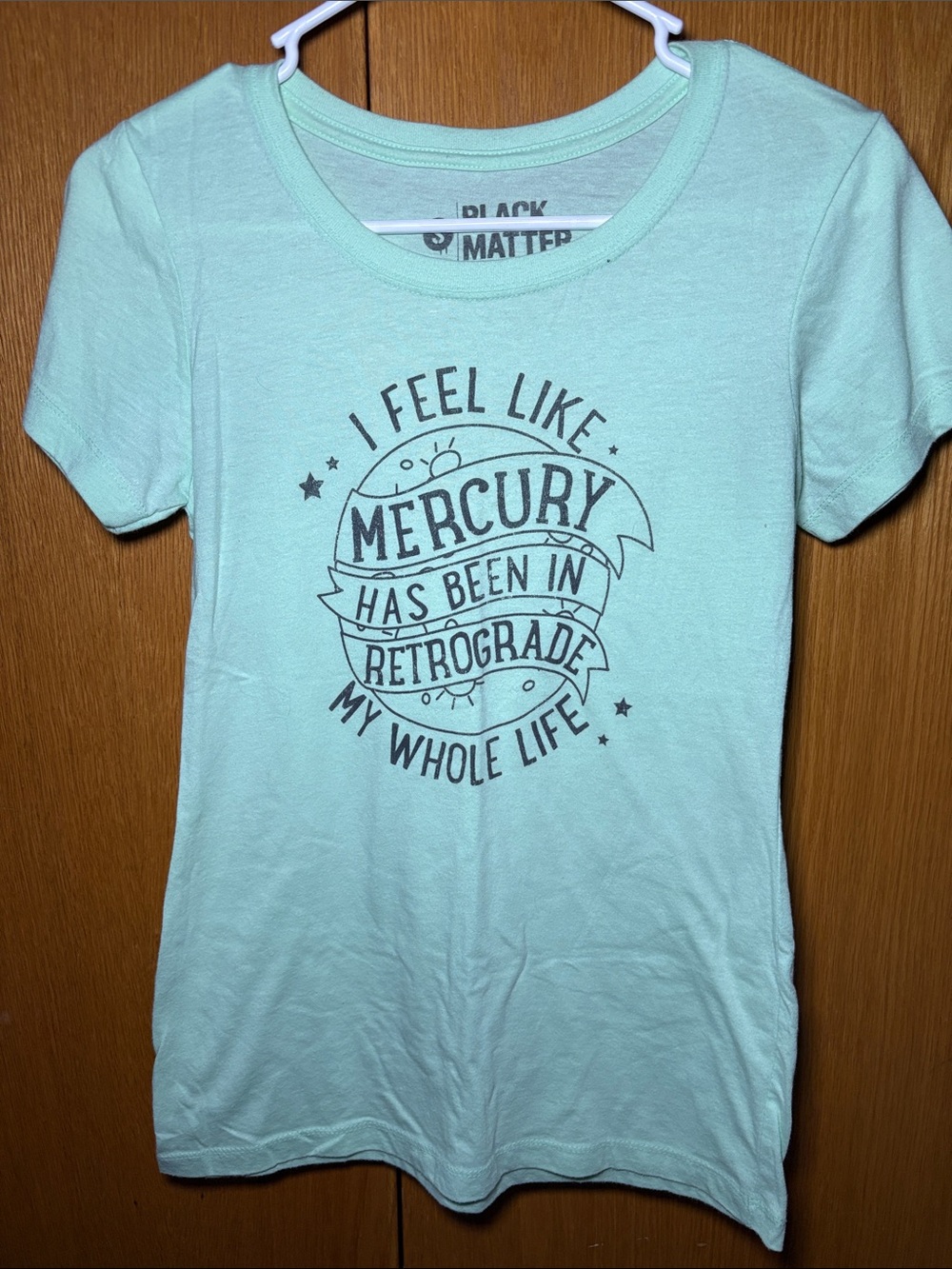 Black Matter Girls' Mint Green Graphic Tee - Mercury Retrograde